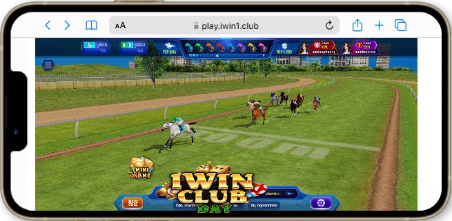 Giao diện Đua ngựa IWIN Club trên thiết bị Iphone 13 Pro